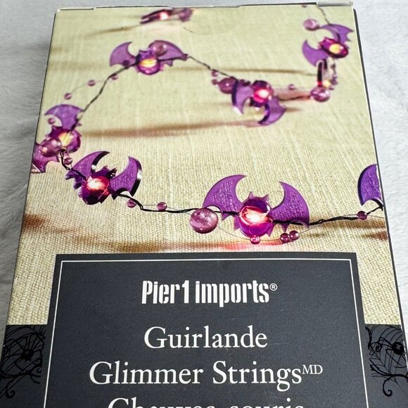 Pier 1 Imports Bat Glimmer Strings Flexible LED Lights 10ft 60 Lights Halloween - Picture 12 of 12